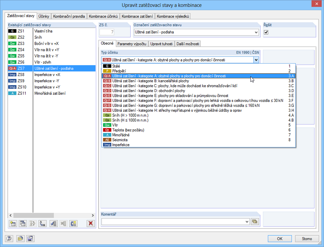 Zuordnung der Einwirkungstypen zu den Lastfällen