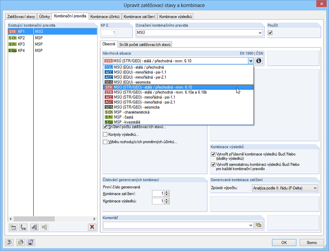 Reduzierung von Steifigkeiten in einer Lastkombination