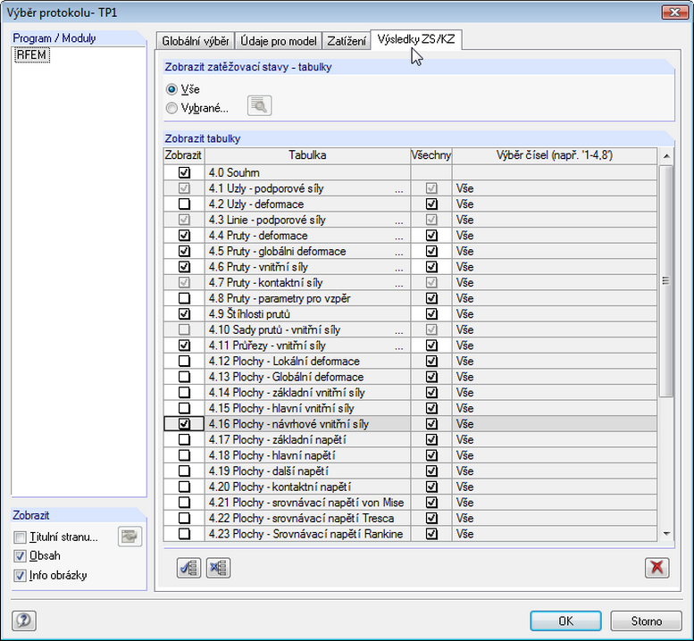 Selektion im Ausdruckprotokoll