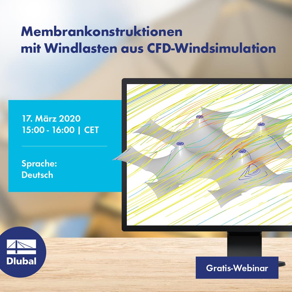 Membrankonstruktionen mit Windlasten aus CFD-Windsimulation