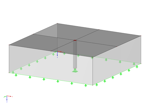 Model z tutoriálu "Modelování v programu RFEM | 009 Deskové konstrukce "