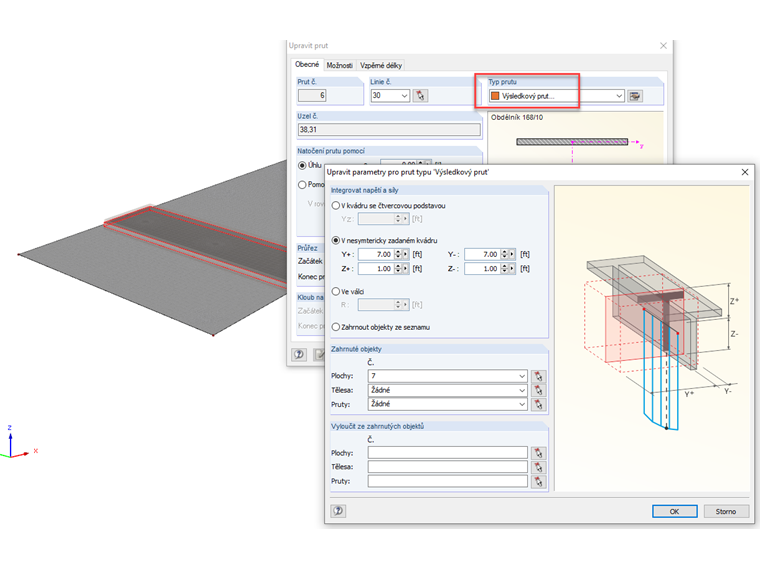 Výsledkový prut v RFEMu