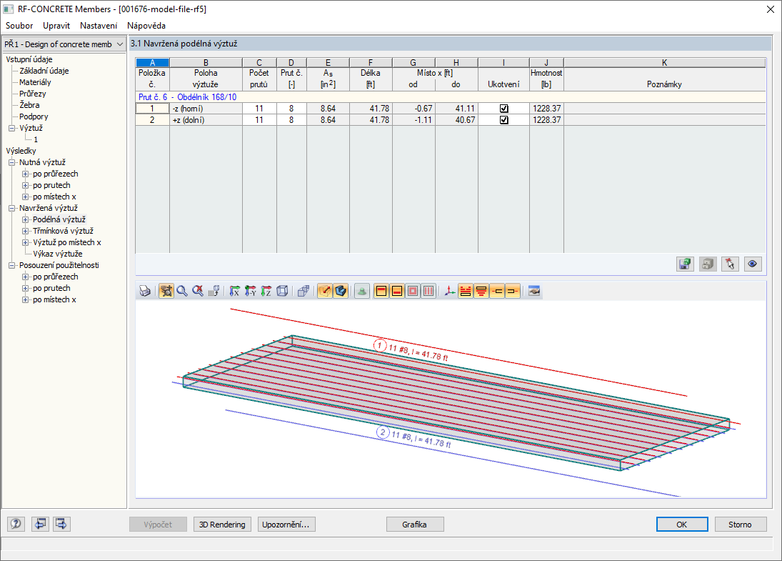 Posouzení pomocí výsledkových prutů v RF-CONCRETE Members