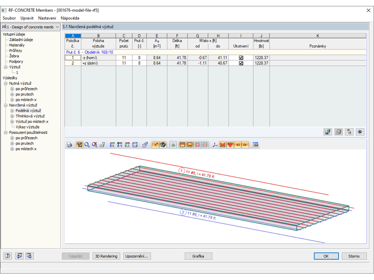 Posouzení pomocí výsledkových prutů v RF-CONCRETE Members