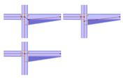 Různé možnosti odvození analytického modelu pro ocelový šroubový spoj (červené linie a uzly) pro statickou analýzu a posouzení