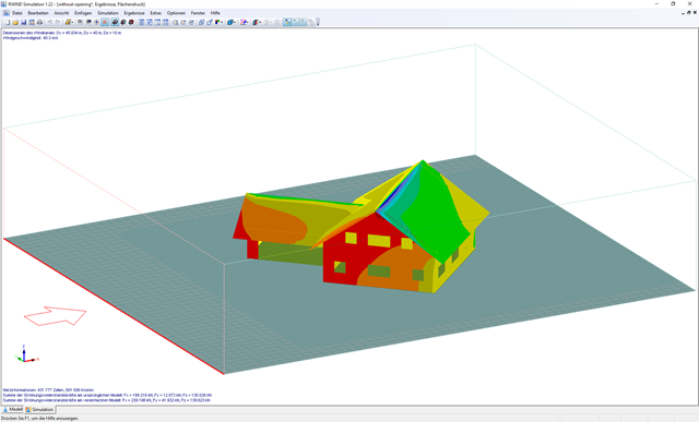 Rozdělení tlaku na obytný dům s garáží v digitálním větrném tunelu pomocí programu RWIND Simulation