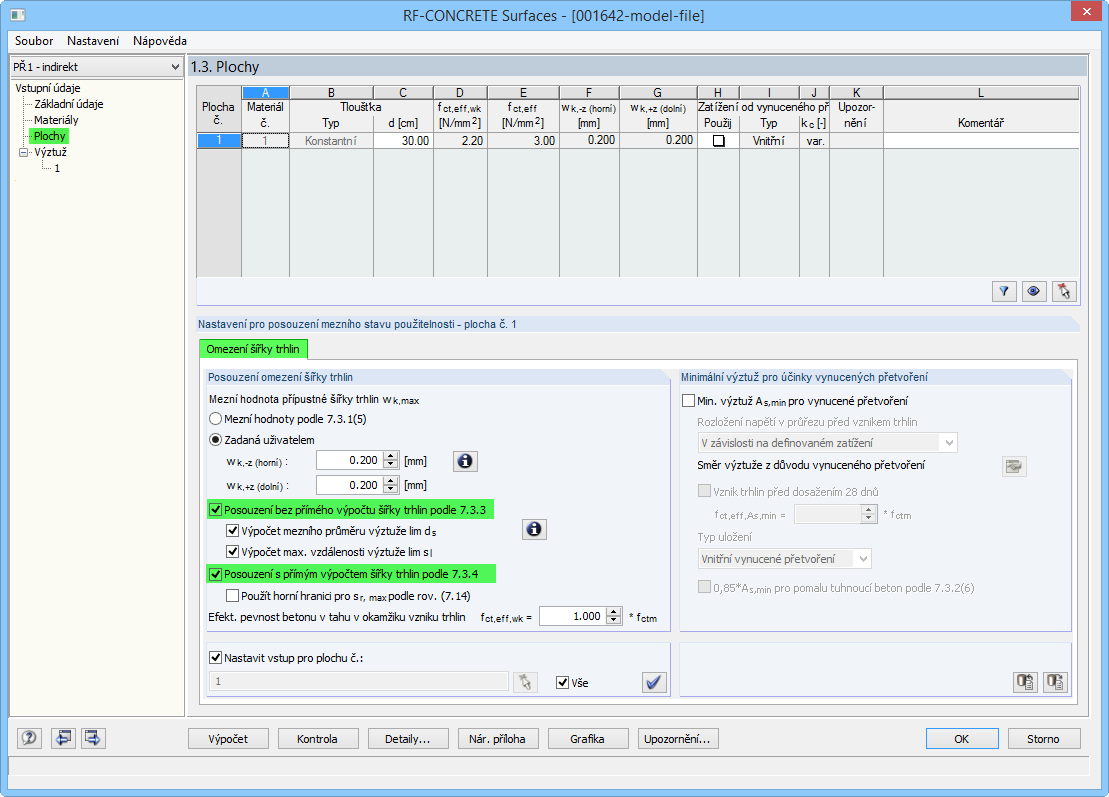 Metoda posouzení omezení šířky trhlin