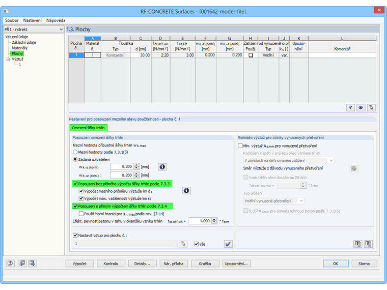 Metoda posouzení omezení šířky trhlin