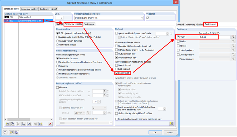 Volba „Deaktivovat“ v programu RFEM