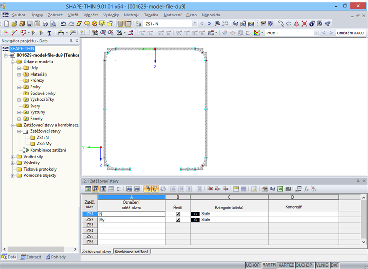 Tabulka 2.1 Zatěžovací stavy