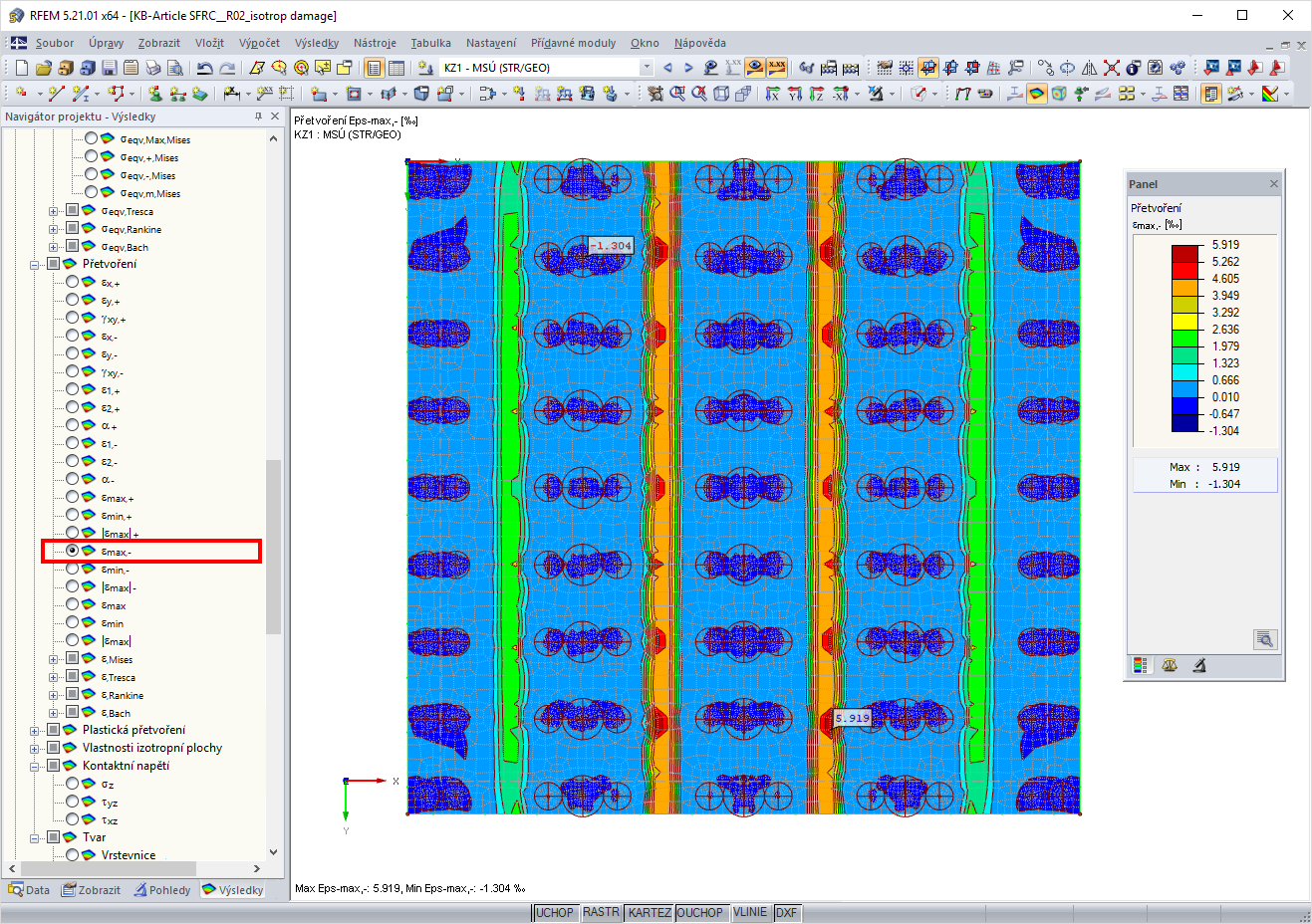 Maximale Verzerrung an der der Oberseite