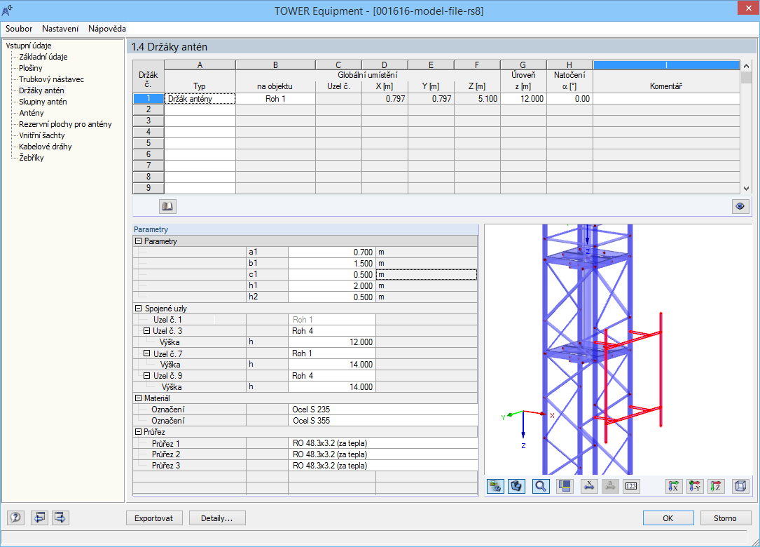 Vložení do modulu RF-/TOWER Equipment