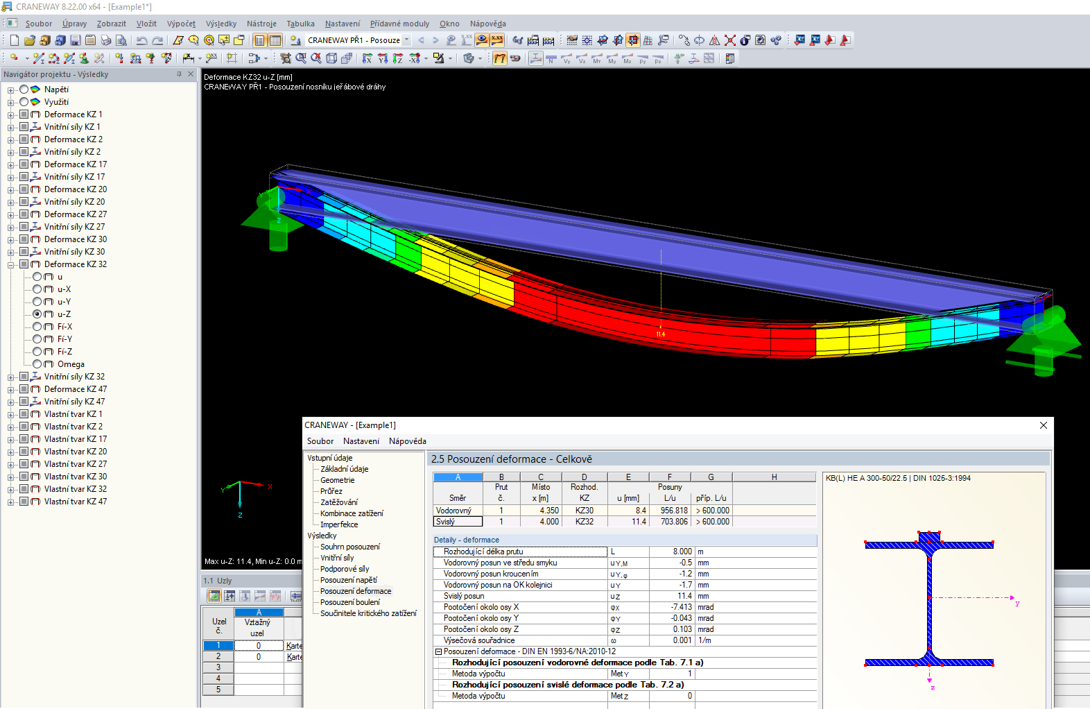 Maximale vertikale Verformung Kranbahnträger mit starren Auflagern