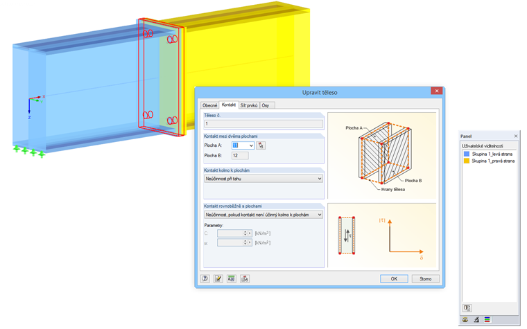 Aufeinanderliegende Flächen mittels Kontaktvolumen (Stirnplattenstoß)