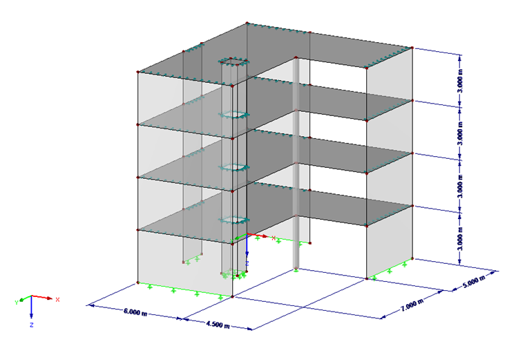 Model budovy v programu RFEM