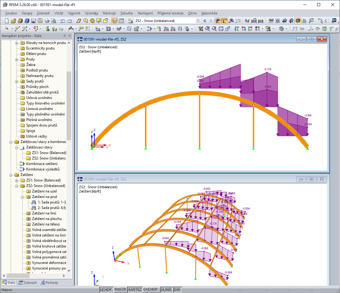 Nevyvážený zatěžovací stav pro sníh v programu RFEM