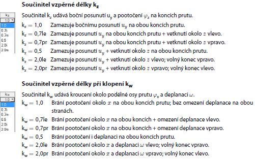 Součinitele vzpěrné délky