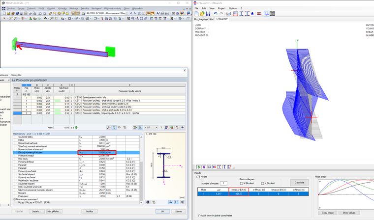 Porovnání modulu RF-/STEEL EC3 a programu LTBeamN