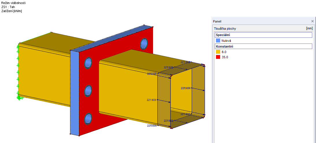 Tloušťka ploch a zatížení
