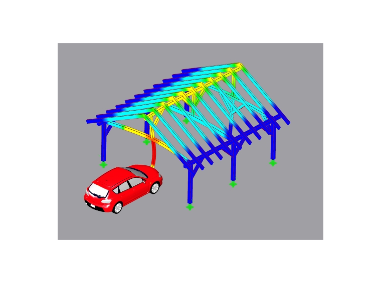 Zatížení parkovacího přístřešku nárazem vozidla