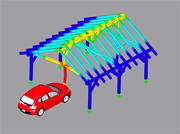 Zatížení parkovacího přístřešku nárazem vozidla