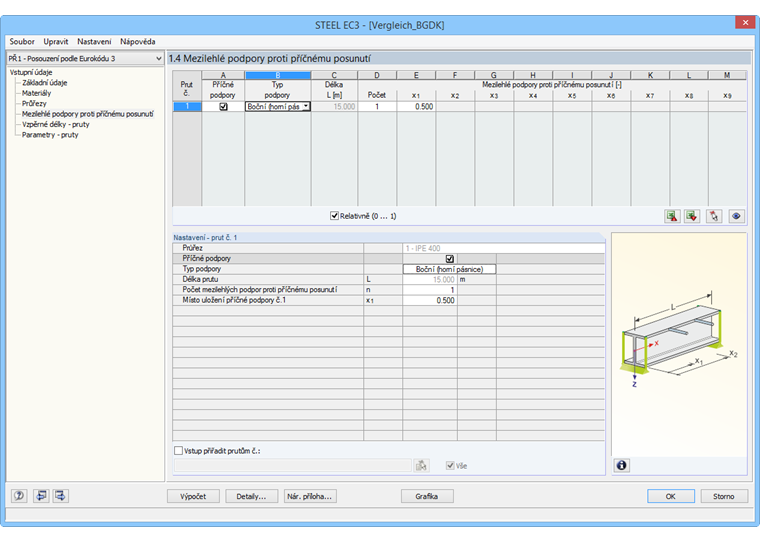 Zadání mezilehlé podpory