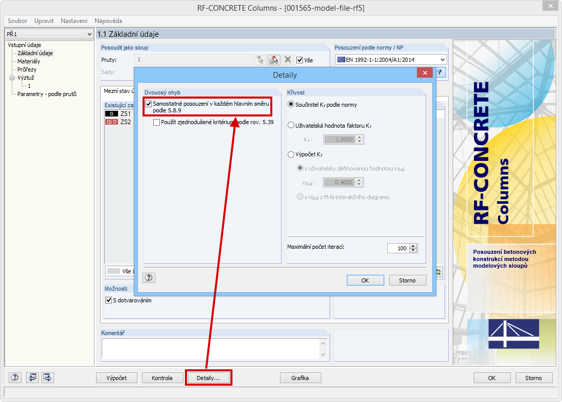 Aktivierung der getrennten Bemessung nach EN 1992-1-1 5.8.9(2)