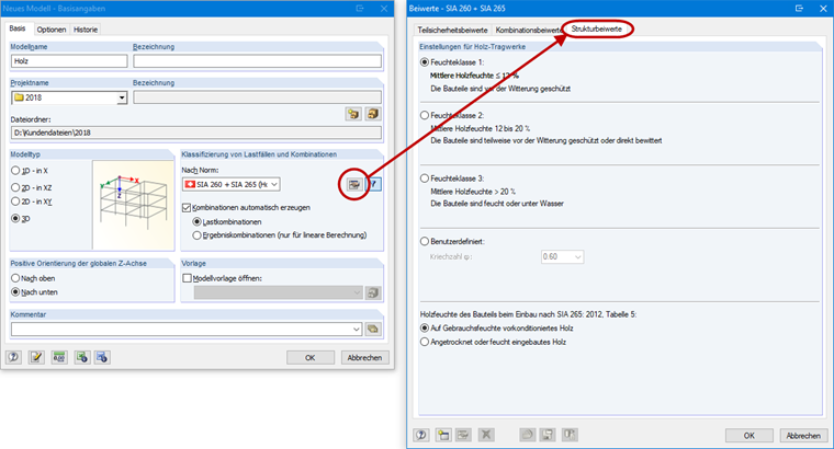 Auswahl des Kriechbeiwertes