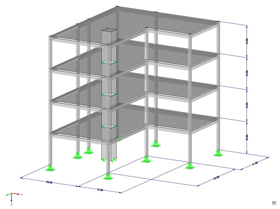 Model budovy v programu RFEM
