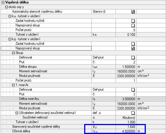 Ergebnisse der Knicklängenberechnung in RF-BETON Stützen