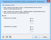 Nastavení: Směr výztuže zadaný uživatelem