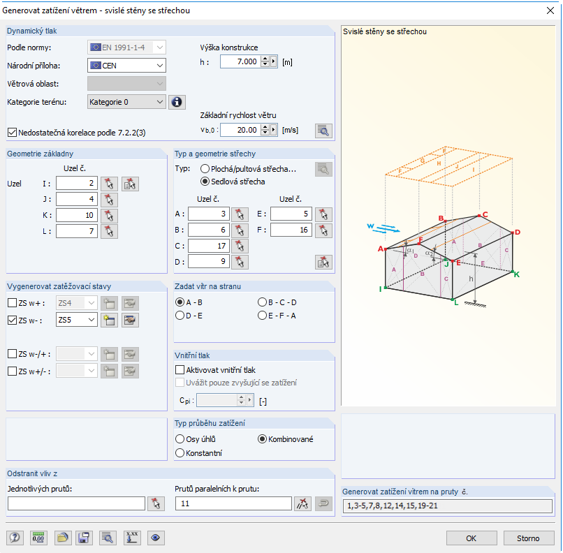 generování zatížení na stěnu