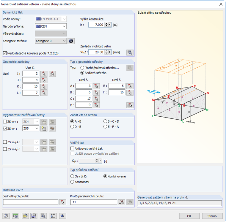 generování zatížení na stěnu