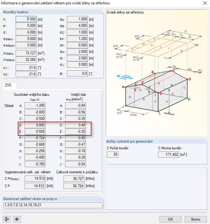 Informace o generování zatížení větrem