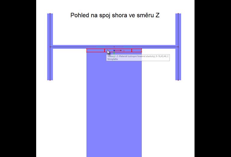 Pohled na spoj shora ve směru Z