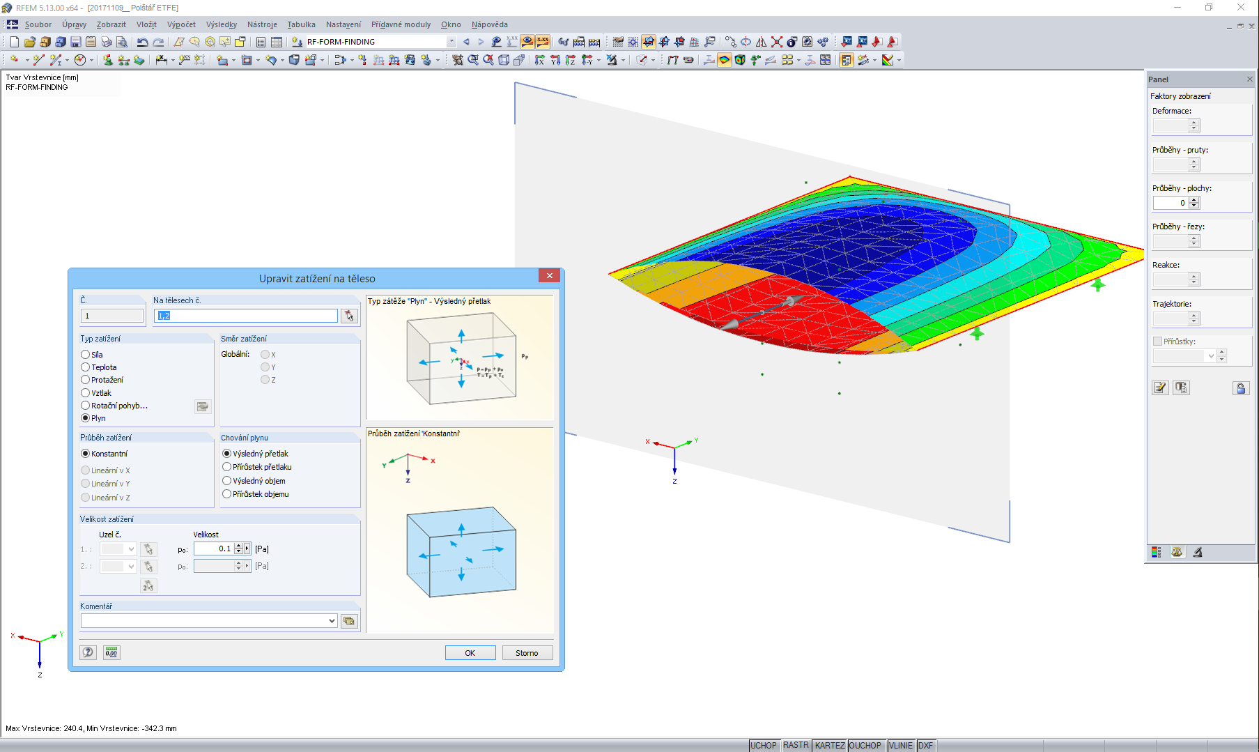 Chování plynu v tělese typu Plyn