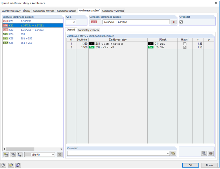 Zatěžovací stavy a kombinace
