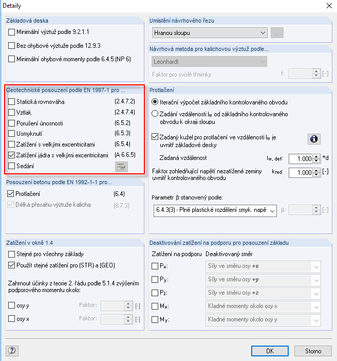 Nastavení v Detailech posouzení