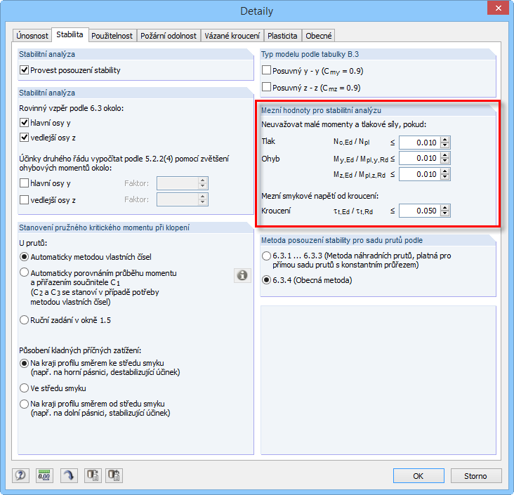 Festlegung der 'Grenzwerte für den Stabilitätsnachweis'