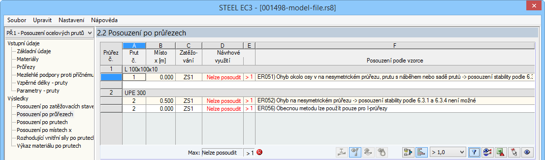 Výsledek neúspěšného pokusu provést posouzení