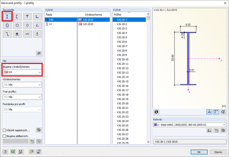Virtuální ocelové vazníky v databázi průřezů