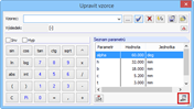 Tlačítko [Upravit parametry] v editoru vzorců
