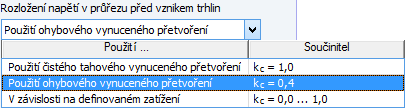 Výběr pro rozdělení napětí, součinitel kc