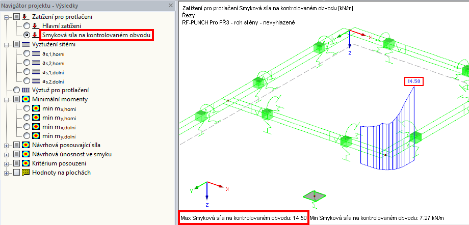 Maximalwert der Querkraft im kritischen Rundschnitt an einer Wandecke