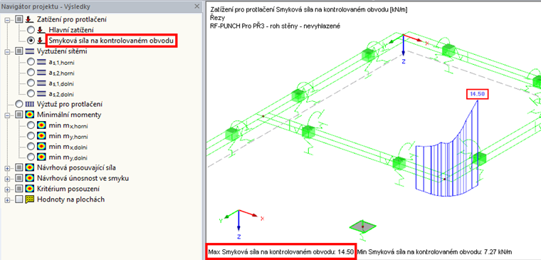 Maximalwert der Querkraft im kritischen Rundschnitt an einer Wandecke