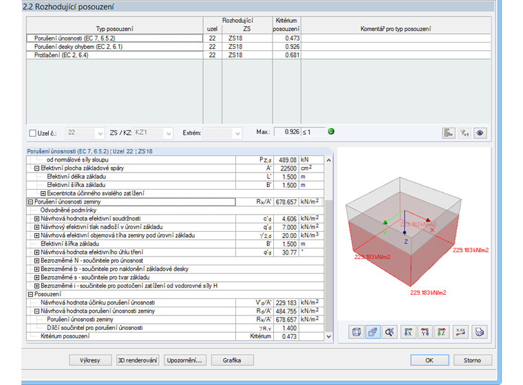 Kritérium posouzení v dialogu 2.2 modulu RF-/FOUNDATION Pro