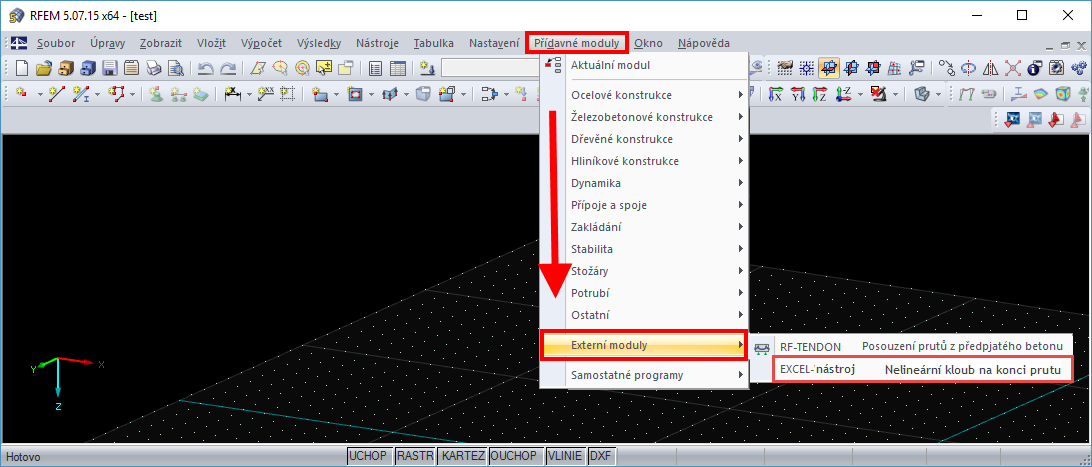 Individuálně vytvořený EXCEL nástroj v programu RFEM