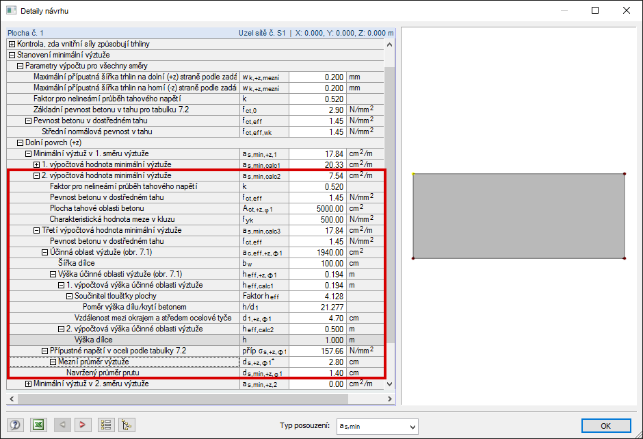 Zweiter und dritter Rechenwert der Mindestbewehrung