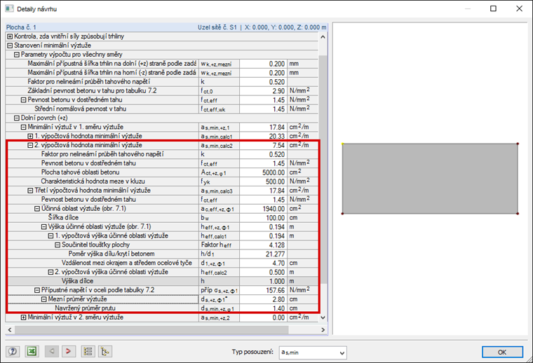 Zweiter und dritter Rechenwert der Mindestbewehrung