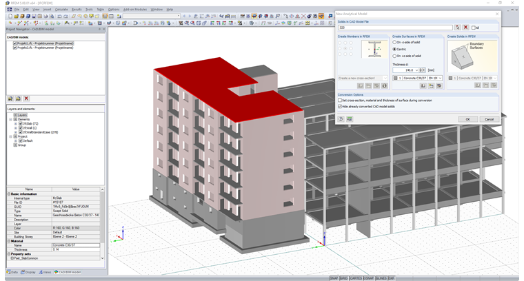 IFC-Coordination-View-Modelle in RFEM, Visualisierung und selektive Umwandlung in natives, intelligentes RFEM-Objekt